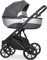 Детская коляска 2 в 1 Riko Nano Pro 02 Onyx (св. серая кожа – т. серая ткань)